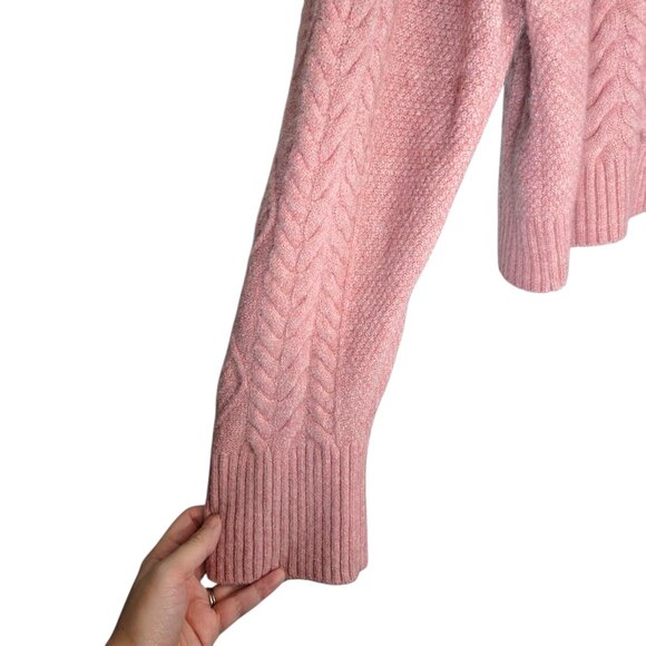 J Crew Cable-knit Rollneck Sweater in Supersoft Yarn Heather Dusty Rose - Picture 7 of 11